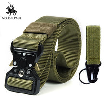 Load image into Gallery viewer, NO.ONEPAUL Tactical belt Military high quality Nylon men&#39;s training belt metal multifunctional buckle outdoor sports hook new