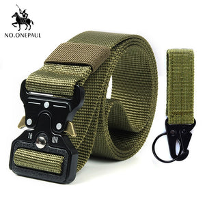 NO.ONEPAUL Tactical belt Military high quality Nylon men's training belt metal multifunctional buckle outdoor sports hook new