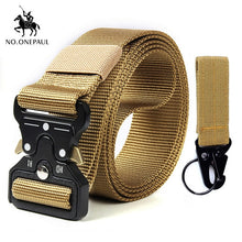 Load image into Gallery viewer, NO.ONEPAUL Tactical belt Military high quality Nylon men&#39;s training belt metal multifunctional buckle outdoor sports hook new