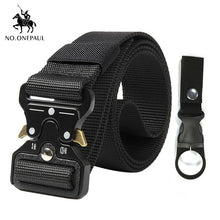 Load image into Gallery viewer, NO.ONEPAUL Tactical belt Military high quality Nylon men&#39;s training belt metal multifunctional buckle outdoor sports hook new