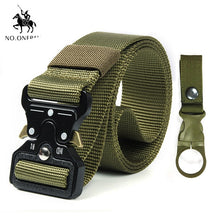 Load image into Gallery viewer, NO.ONEPAUL Tactical belt Military high quality Nylon men&#39;s training belt metal multifunctional buckle outdoor sports hook new