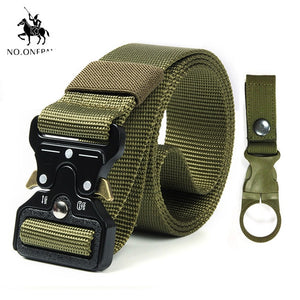 NO.ONEPAUL Tactical belt Military high quality Nylon men's training belt metal multifunctional buckle outdoor sports hook new