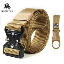 Load image into Gallery viewer, NO.ONEPAUL Tactical belt Military high quality Nylon men&#39;s training belt metal multifunctional buckle outdoor sports hook new