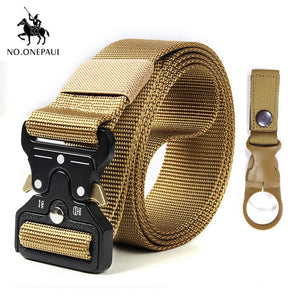 NO.ONEPAUL Tactical belt Military high quality Nylon men's training belt metal multifunctional buckle outdoor sports hook new