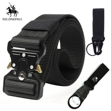 Load image into Gallery viewer, NO.ONEPAUL Tactical belt Military high quality Nylon men&#39;s training belt metal multifunctional buckle outdoor sports hook new