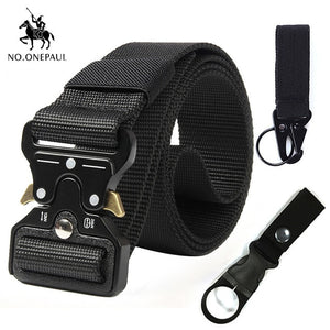 NO.ONEPAUL Tactical belt Military high quality Nylon men's training belt metal multifunctional buckle outdoor sports hook new