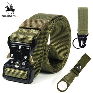 NO.ONEPAUL Tactical belt Military high quality Nylon men's training belt metal multifunctional buckle outdoor sports hook new