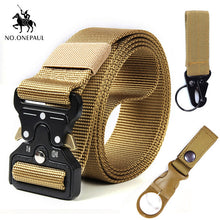 Load image into Gallery viewer, NO.ONEPAUL Tactical belt Military high quality Nylon men&#39;s training belt metal multifunctional buckle outdoor sports hook new