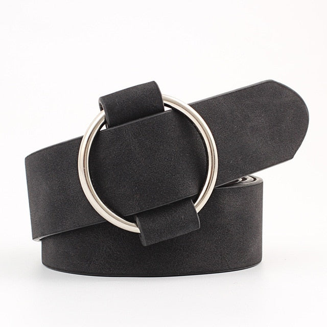 Women leather belt Newest Round buckle belts female leisure jeans wild without pin metal buckle Women strap belt