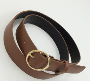 Women leather belt Newest Round buckle belts female leisure jeans wild without pin metal buckle Women strap belt