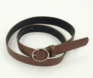 Women leather belt Newest Round buckle belts female leisure jeans wild without pin metal buckle Women strap belt