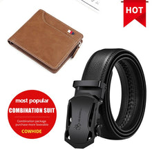 Load image into Gallery viewer, NO.ONEPAUL Brand Fashion Automatic Buckle Black Genuine Leather Belt Men&#39;s Belts Cow Leather Belts for Men 3.5cm Width WQE789