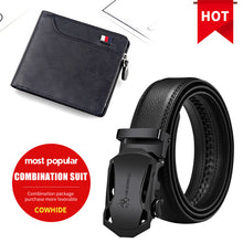 Load image into Gallery viewer, NO.ONEPAUL Brand Fashion Automatic Buckle Black Genuine Leather Belt Men&#39;s Belts Cow Leather Belts for Men 3.5cm Width WQE789