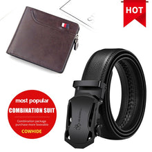 Load image into Gallery viewer, NO.ONEPAUL Brand Fashion Automatic Buckle Black Genuine Leather Belt Men&#39;s Belts Cow Leather Belts for Men 3.5cm Width WQE789