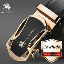 Load image into Gallery viewer, NO.ONEPAUL Brand Fashion Automatic Buckle Black Genuine Leather Belt Men&#39;s Belts Cow Leather Belts for Men 3.5cm Width WQE789