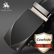 Load image into Gallery viewer, NO.ONEPAUL Brand Fashion Automatic Buckle Black Genuine Leather Belt Men&#39;s Belts Cow Leather Belts for Men 3.5cm Width WQE789