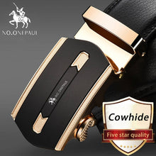 Load image into Gallery viewer, NO.ONEPAUL Brand Fashion Automatic Buckle Black Genuine Leather Belt Men&#39;s Belts Cow Leather Belts for Men 3.5cm Width WQE789