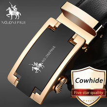 Load image into Gallery viewer, NO.ONEPAUL Brand Fashion Automatic Buckle Black Genuine Leather Belt Men&#39;s Belts Cow Leather Belts for Men 3.5cm Width WQE789