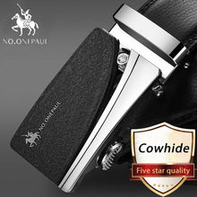 Load image into Gallery viewer, NO.ONEPAUL Brand Fashion Automatic Buckle Black Genuine Leather Belt Men&#39;s Belts Cow Leather Belts for Men 3.5cm Width WQE789