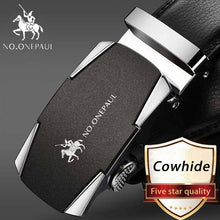 Load image into Gallery viewer, NO.ONEPAUL Brand Fashion Automatic Buckle Black Genuine Leather Belt Men&#39;s Belts Cow Leather Belts for Men 3.5cm Width WQE789