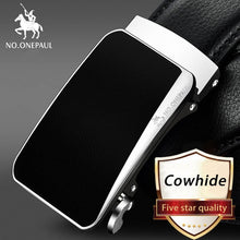 Load image into Gallery viewer, NO.ONEPAUL Brand Fashion Automatic Buckle Black Genuine Leather Belt Men&#39;s Belts Cow Leather Belts for Men 3.5cm Width WQE789