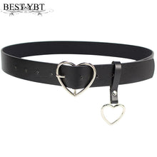 Load image into Gallery viewer, Best YBT Women belt Fashion PU Leather Metal Heart Pin Buckle belt Party Dress Decor Waistband Women belt size 105 cm